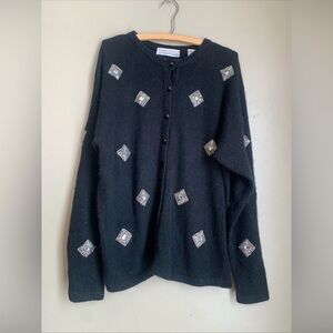 Karen Scott Vintage Sweater Button up Cardigan Silk Angora Lambswool blend 1x